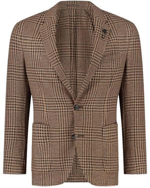 Lardini Brooch-Detail Single-Breasted Blazer - Brown