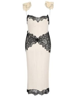 The Attico Lace-Trim Ruffled Midi Dress - White