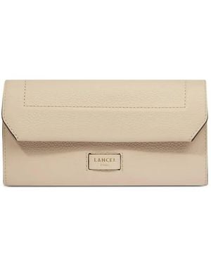 Lancel Ninon Flap-Closure Leather Wallet - Natural