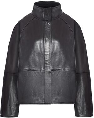 Soeur Gamma High-Neck Leather Jacket - Black