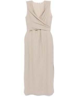 Brunello Cucinelli Wrap-Effect Midi Dress - Natural