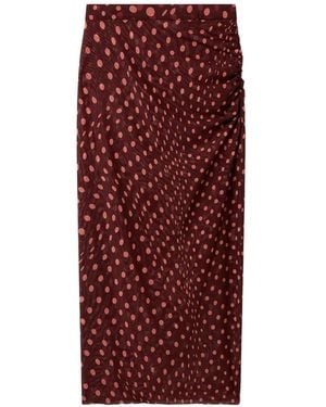 Stella McCartney Polka-Dot Ruched Midi Skirt - Red