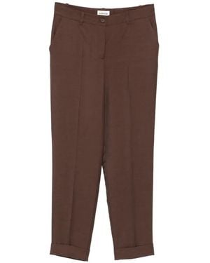 P.A.R.O.S.H. Raisa Turn-Up Trousers - Brown
