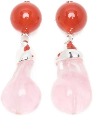 Completedworks Pendientes Beak Con Colgante - Rosa