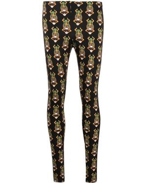 La DoubleJ Graphic-Print Elasticated-Waist Leggings - Black