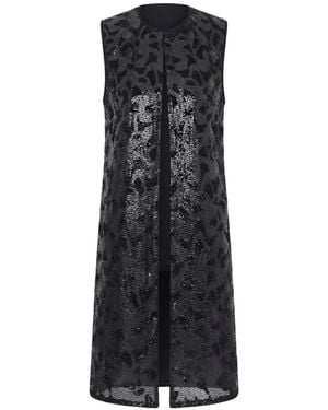Gemy Maalouf Sequin-Embellished Padded Coat - Black