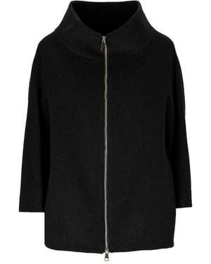 Chiara Ferragni Zip-Up Funnel-Neck Coat - Black