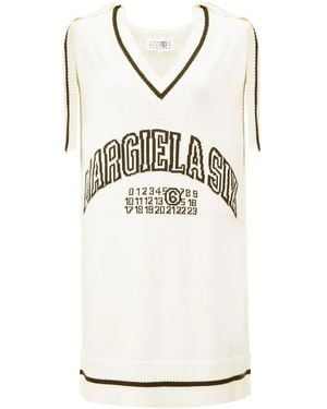 MM6 by Maison Margiela Logo-Jacquard Knit Dress - White