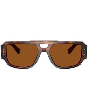 Dolce & Gabbana Logo-Plaque Sunglasses - Brown