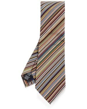 Paul Smith Signature Stripe Silk Tie - White