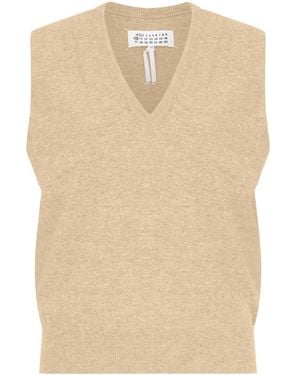 Maison Margiela Knit V-Neck Vest - Natural