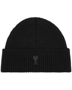 Ami Paris Ami De Coeur Wool Beanie - Black