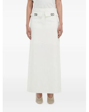 Ferragamo Flap-Pocket Midi Skirt - White