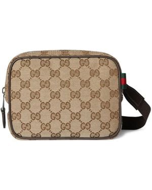 Gucci Tas Met Gg-Monogram En Rits - Bruin