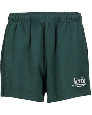 Sporty & Rich Logo-Embroidered Shorts - Green