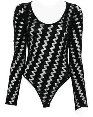 IRO Zig Zag Long Sleeve Bodysuit - Black