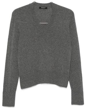 Aragona V-Neck Ribbed-Trim Jumper - Grey