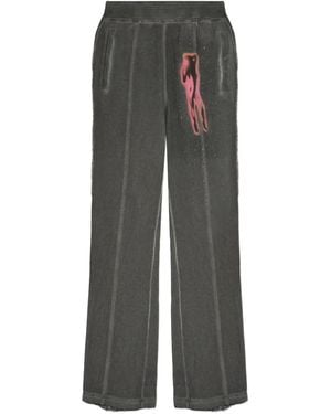 DIESEL Crystal-Embellished Graphic Trousers - Grey