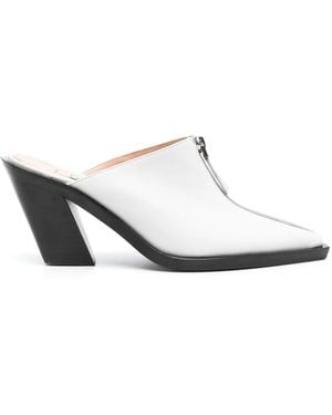 Elleme Eclair-Zip 85Mm Leather Mules - White