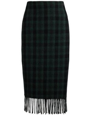 Polo Ralph Lauren Fringed Check Midi Skirt - Black