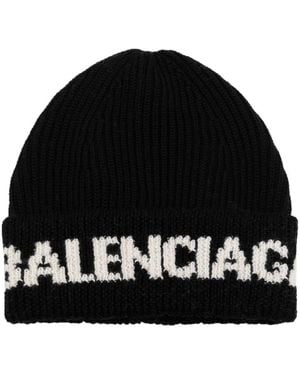 Balenciaga Gorro con logo en intarsia - Negro