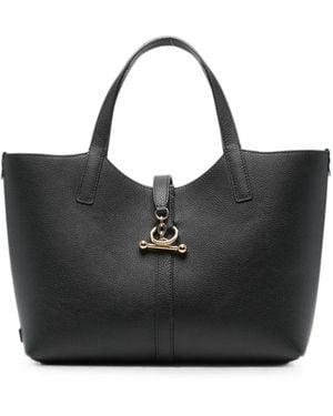 Strathberry Midi Kite Leather Bar-Detail Tote Bag - Black