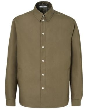 Fendi Ff Motif Press-Stud Shirt - Green