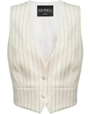 Dondup Pinstripe-Pattern Buckle-Strap Waistcoat - White