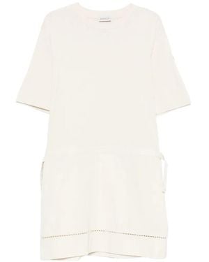 Moncler Drawstring Perforated Mini Dress - White