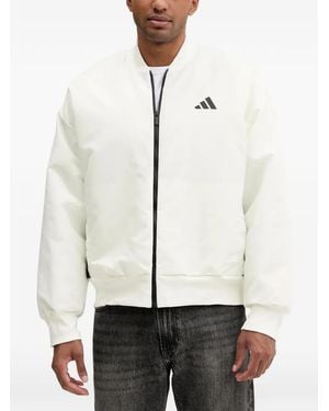 adidas Zip-Up Logo Bomber Jacket - White