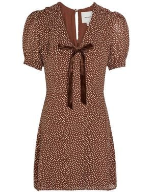 Reformation Robe Courte Volantée À Pois - Brown