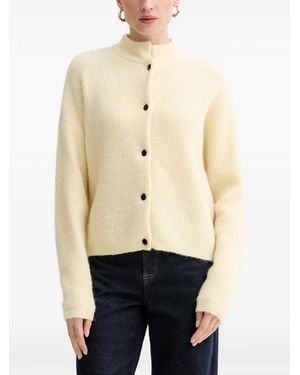 Gestuz Button-Up Ribbed Cardigan - Natural