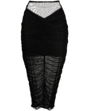 Fleur du Mal Ruched Midi Skirt - Black
