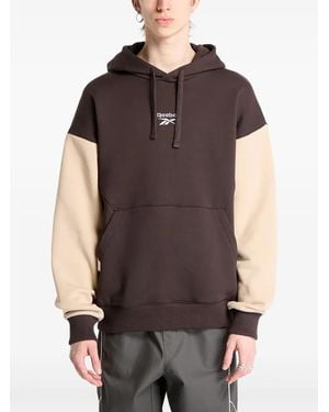 Reebok Felpa Bicolore Con Cappuccio - Marrone