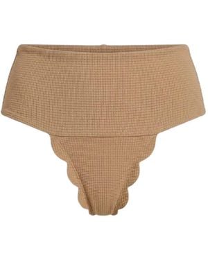 Marysia Swim Santa Clara Scallop-Hem Bikini Bottoms - Natural