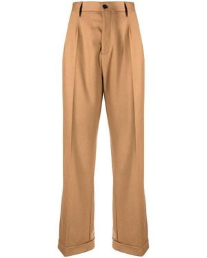 Marni High-Waisted Wide-Leg Trousers - Natural