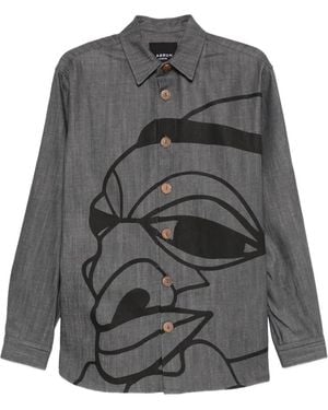 LABRUM LONDON Nomoli-Print Denim Shirt - Grey