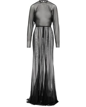 V:PM ATELIER Kosa Long-Sleeve Sheer Maxi Dress - Gray