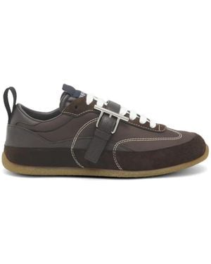 McQueen Ec1 T-Bar Buckle-Strap Panelled Trainers - Brown