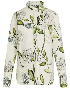 Oscar de la Renta Flower Poplin Shirt - White