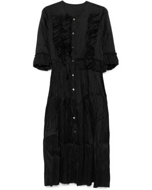 Christian Peau Ruffled Button-Front Dress - Black