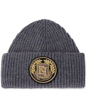 Elisabetta Franchi Logo Patch Beanie - Blue