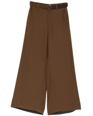Sacai Belted Wide-Leg Pants - Brown