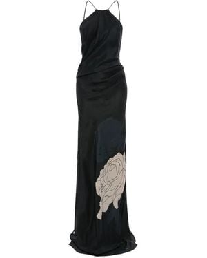 Victoria Beckham Neckholder-Abendkleid Mit Blumen - Schwarz
