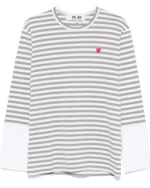 COMME DES GARÇONS PLAY ストライプ Tシャツ - グレー
