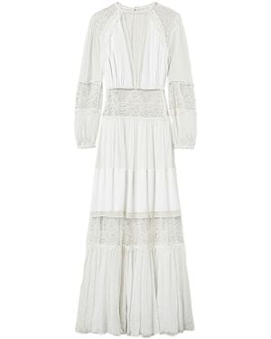 Twin Set Robe Longue En Dentelle - Blanc