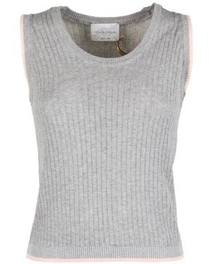 Cinque Ribgebreide Tanktop Met Contrasterende Afwerking - Grijs