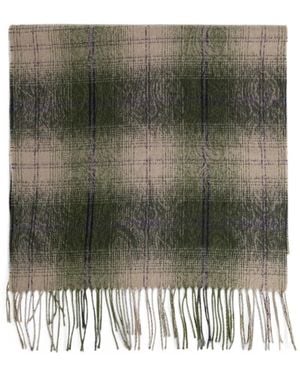 Etro Check Fringed Scarf - Green