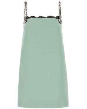Valentino Garavani Lace-Trim Crystal-Embellished Mini Dress - Green