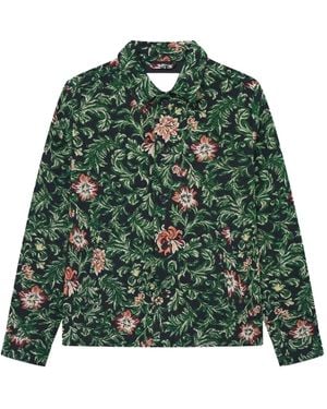 Les Deux Jaiden Hemdjacke aus Blumen-Jacquard - Grün